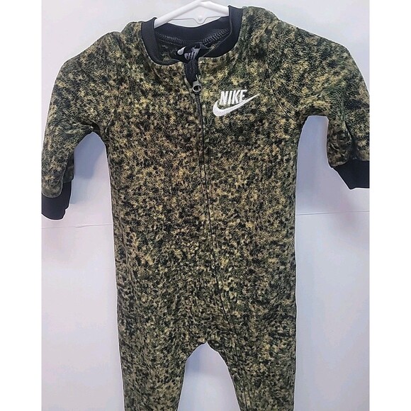 Nike One Piece Infant 6M (62-68cm) Green Camo Suit Fleece Full Zip Retro Y2K - Picture 2 of 8